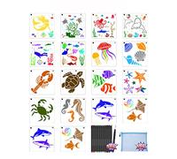Leisoft 16pcs Sea Life Template Sea animal painting Template set Ocean painting Template modèle de peinture réutilisable pour bricolage Craft Scrabble Wood Wall Decor