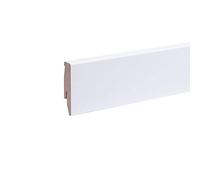 Leiste24 Plinthe décorative de 60 mm - Blanc - Hauteur : 60 cm - En MDF stable avec décor - Longueur : 2 600 mm - Plinthe avec passe-câbles intégré + découpe à clip - Film d'apprêt blanc