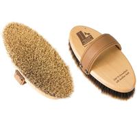 Leistner Brosse de pansage à anse en cuir d'élan Shiny 190 x 85 mm, 100 % crin de cheval avec pointes claires