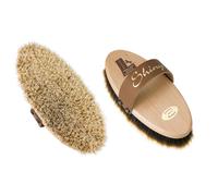Leistner Brosse de pansage à anse en cuir Shiny 190 x 85 mm, 100 % crin de cheval avec pointes claires