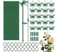 LeisuDay Lot de 70 supports pour plantes - Contient 20 tuteurs avec 20 mousquetons universels, 20 fermoirs papillons, 40 capuchons de protection et 10 rphs de raccordement, idéal pour les plantes, les