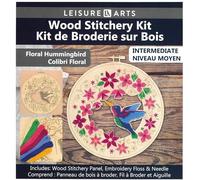Leisure Arts Ensemble de broderie sur bois Colibri à fleurs de Cadre - Canevas en bois - Ensembles de broderie pour adultes - 23 cm