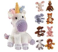 LEISURE ARTS Little Crochet Friend Kit de crochet avec animaux Licorne 20,3 cm Kit complet pour apprendre à apprendre les animaux pour tous les âges, instructions incluses (français non garanti), kits