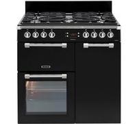 Leisure Cookmaster CK90F324K - Cuisinière (four à deux étages) - pose libre - largeur : 90 cm - profondeur : 60 cm - hauteur : 90 cm - avec système auto-nettoyant - noir Noir G