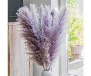 Leisure Life® | 8X Herbe de la Pampa Grande 113cm | Palette de Couleurs Lilas Naturelles | Fleurs séchées XXL | Fleurs Super duveteuses | Guide de décoration Inclus