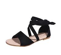 Leisure Roman Femmes Flocage été anti-dérapant sangles plates plage bout ouvert respirant sandales compensées chaussures pour femmes sandales sexy, Noir , 40.5 EU