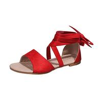 Leisure Roman Femmes Flocage été anti-dérapant sangles plates plage bout ouvert respirant sandales compensées chaussures pour femmes sandales sexy, Rouge, 37 EU