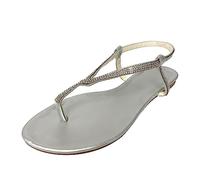 Leisure Roman Sandales d'été antidérapantes et élastiques plates à bout ouvert pour femme, Argenté., 38.5 EU