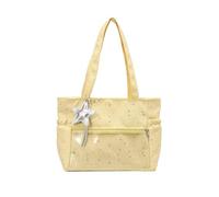Leisure Y2k Sac à bandoulière vintage grande capacité avec fermeture éclair Motif floral décontracté pour femme Voyage Travail, jaune, 300*260*140mm
