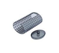 Leisurealeaneag Distributeur de cotons transparents avec couvercle - Distributeur de produits cosmétiques - Boîte de rangement ovale pour salle de bain, chambre à coucher, maison - Noir