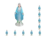 Leisurealeaneag Lot de 10 figurines de la Vierge Marie - Sculpture de personnage - Décoration - 10 cm - Manteau bleu transparent