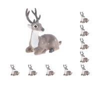 Leisurealeaneag Lot de 10 jouets en peluche imitation élan, renne, gris, pour homme assis, 10 x 11 x 3 cm