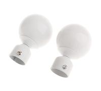Leisurealeaneag Lot de 2 embouts de tringle à rideaux pour tringle à rideaux de diamètre 28 mm Boule #Blanc, boule blanche, 2 pièces