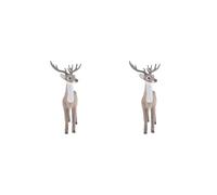 Leisurealeaneag Lot de 2 jouets imitation élan de Noël en peluche pour homme Gris 10 x 11 x 3 cm