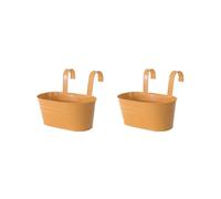 Leisurealeaneag Lot de 2 pots de fleurs en métal à suspendre pour balcon, jardin, porche, orange, 21 x 9,5 x 22,5 cm