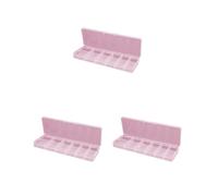 Leisurealeaneag Lot de 3 boîtes de rangement vides à 12 emplacements pour faux ongles - Rose - 18,4 x 6,7 x 2 cm