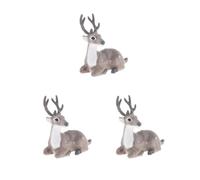 Leisurealeaneag Lot de 3 jouets en peluche imitation élan, renne, gris, pour homme assis, 10 x 11 x 3 cm