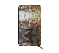 Leisurely Mallard Duck Portefeuille long en cuir à motif canard (19,1 x 10,4 cm) | Compartiment multifonction extra large | Excellent cadeau