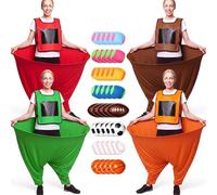 Leitee Ensemble de jeux de cour 4 pièces pour adultes, 4 pantalons surdimensionnés, 4 gilets, 20 PU + 20 balles pelucheuses, jeu de combat de boules de neige en plein air, jeu de lancer pour la