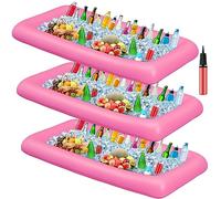Leitee Lot de 3 plateaux de service gonflables avec bouchon de vidange pour les fêtes avec pompe manuelle (rose)