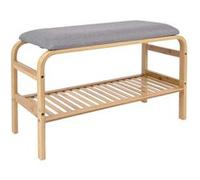 Leitmotiv - Banc en bambou avec coussin Fabric Gris (coussin) G