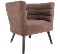 Leitmotiv - Fauteuil design en velours et bois Explicit Chocolat Chocolat