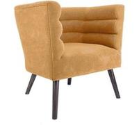 Leitmotiv - Fauteuil design en velours et bois Explicit Ocre Ocre