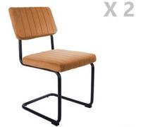 Leitmotiv - Lot de 2 Chaises cantilevers design velours Keen - Marron terracotta - Keen Marron