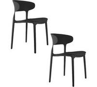 Leitmotiv - Lot de 2 chaises design Fain - Noir - Fain noir G