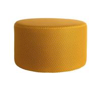 Leitmotiv Pouf rétro en maille - Jaune vif - Ø50cm - Rond - Plastique - Tabouret - Coussin d'assise - Repose-pieds