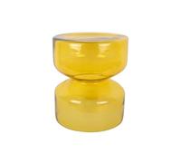 Leitmotiv Table d'appoint Doble - Jaune - 35x35x41cm - Ronde - Verre - Petite table - Table basse - Table de chevet - Table de canapé - Convient pour le salon et la chambre à coucher