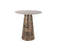 Leitmotiv Table d'appoint Mosaic Marble High - Marron - 40x40x42cm - Ronde - Métal - Petite table - Table basse - Table de chevet - Table de canapé - Convient pour le salon et la chambre à coucher