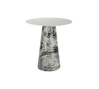 Leitmotiv Table d'appoint Mosaic Marble High - Blanc - 40x40x42cm - Ronde - Métal - Petite table - Table basse - Table de chevet - Table de canapé - Convient pour le salon et la chambre à coucher
