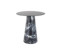 Leitmotiv Table d'appoint Mosaic Marble High - Noir - 40x40x42cm - Ronde - Métal - Petite table - Table basse - Table de chevet - Table de canapé - Convient pour le salon et la chambre à coucher