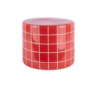 Leitmotiv Table d'appoint rétro Tiles Low - Rouge vif - Ø42cm - Ronde - Céramique - Petite table - Table basse - Table de chevet - Table de canapé - Convient pour le salon et la chambre à coucher