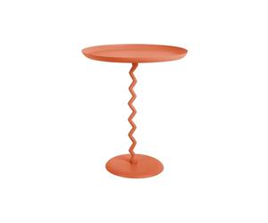 Leitmotiv Table d'appoint Zig Zag - Orange vif - Ø44cm - Rond - Le fer - Table basse d'appoint pour Salon - Chambre et Canapé