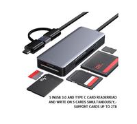 Leitor de CartãO Multifuncional USB 3.0 /MS/SD/TF 5 em 1 5Gbps para AcessóRios Laptop PC