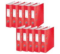 Leitz 10050026 Lot de 10 classeurs à levier 180° Rouge A4 Dos 80 mm
