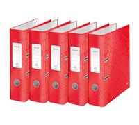 Leitz 10054026 Lot de 5 classeurs de qualité à 180° Rouge Format A4 Dos 80 mm