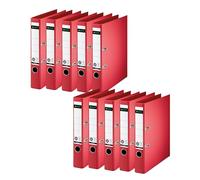 Leitz 10080025 Lot de 10 classeurs de qualité 180° Format A4 étroits Dos 5,2 cm Couverture spéciale en papier gaufré lin Motif ange bleu Rouge