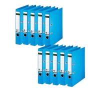 Leitz 10080030 Lot de 10 classeurs de qualité 180° Format A4 étroits Dos 5,2 cm Couverture spéciale en papier gaufré lin Motif ange bleu clair