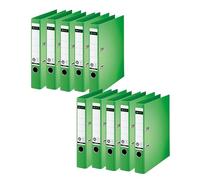 Leitz 10080050 Lot de 10 classeurs de qualité 180° Format A4 étroits Dos 5,2 cm Couverture spéciale en papier gaufré lin Motif ange bleu Vert clair