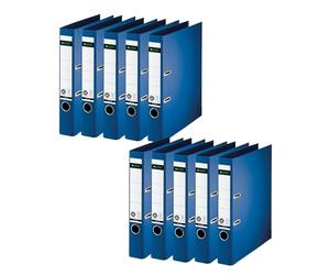Leitz 10080068 Lot de 10 classeurs de qualité 180° Format A4 étroits Dos 5,2 mm Couverture spéciale en lin Motif ange bleu Bleu