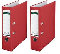 Leitz - 10105025 - Classeur à levier en carton - Format A4-600 feuilles - Etiquette 190 mm - Lot de 2 - Rouge