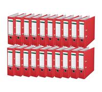 Leitz 10105025 Lot de 20 chemises de qualité en plastique 180° Rouge Format A4 Dos 8,2 cm Couverture plastifiée polypropylène
