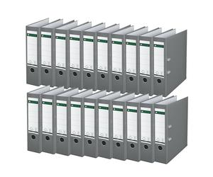 Leitz 10105085 Lot de 20 classeurs de qualité en plastique 180° Format A4 Gris Largeur du dos 8,2 cm