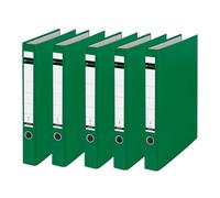Leitz 10140055 Lot de 5 classeurs à anneaux en plastique sans fente Format A4 Vert Dos 3,5 cm Couverture en polypropylène laminé