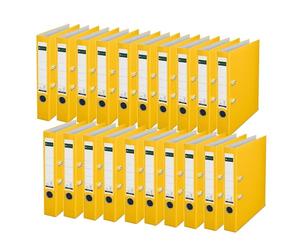 Leitz 10155015 Lot de 20 classeurs à levier en plastique 180° Format A4 Fin 5 cm Carton 90% recyclé 30% plastique recyclé avec mécanisme à 180° 350 feuilles Jaune