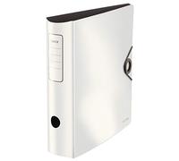 Leitz 10471001 Classeur solide actif 180° A4 avec dos arrondi pour jusqu'à 500 feuilles A4 Largeur du dos environ 8,2 cm Fermeture élastique en polymousse durable Blanc