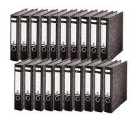 Leitz 10600000 Lot de 20 classeurs de qualité à 180° sans fente Format A4 Noir Dos 5,2 cm Couverture recouverte de papier marbré nuage